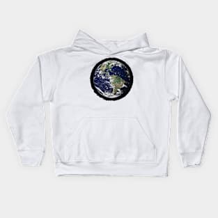 Planet Earth Scribble Circle Frame Kids Hoodie